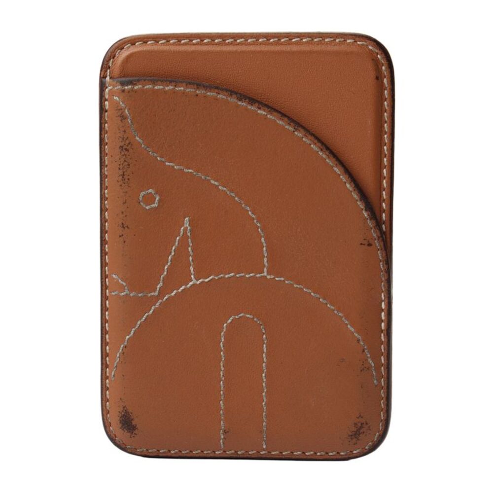 Hermes Mens Brown Leather Swift Horse MagSafe Card Holder 3.75"x2.5"